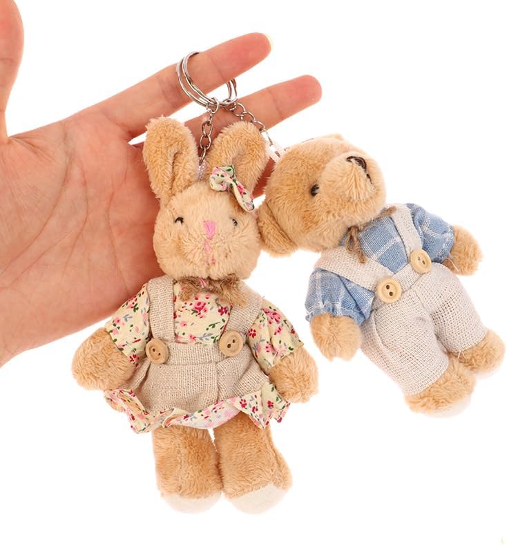 Cute Cartoon Bear Keychain with Clothes - Soft Stuffed Pendant for Bags and Backpacks - Image 2