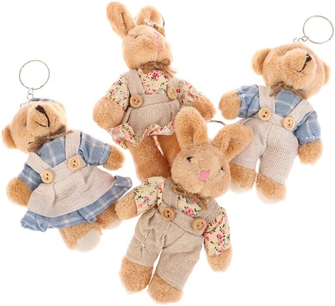 Cute Cartoon Bear Keychain with Clothes - Soft Stuffed Pendant for Bags and Backpacks - Image 5