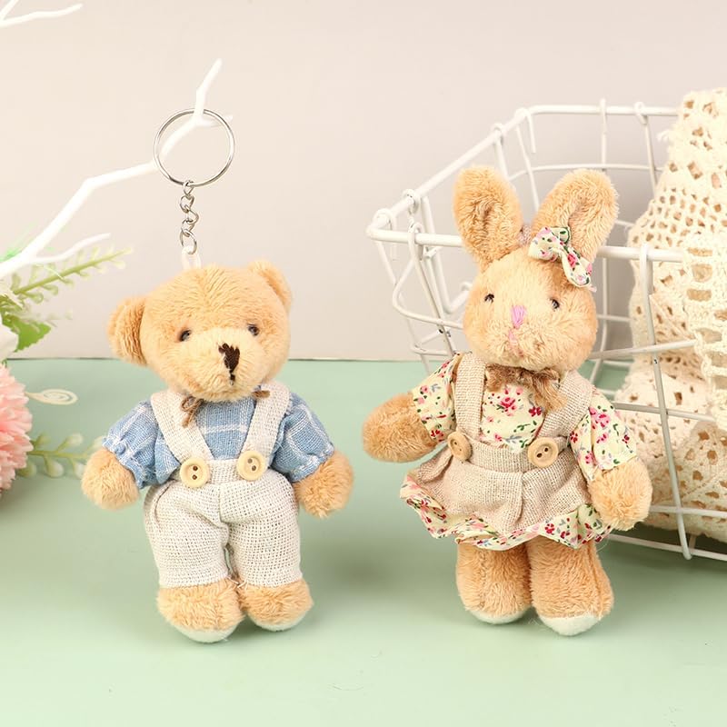 Cute Cartoon Bear Keychain with Clothes - Soft Stuffed Pendant for Bags and Backpacks - Image 3