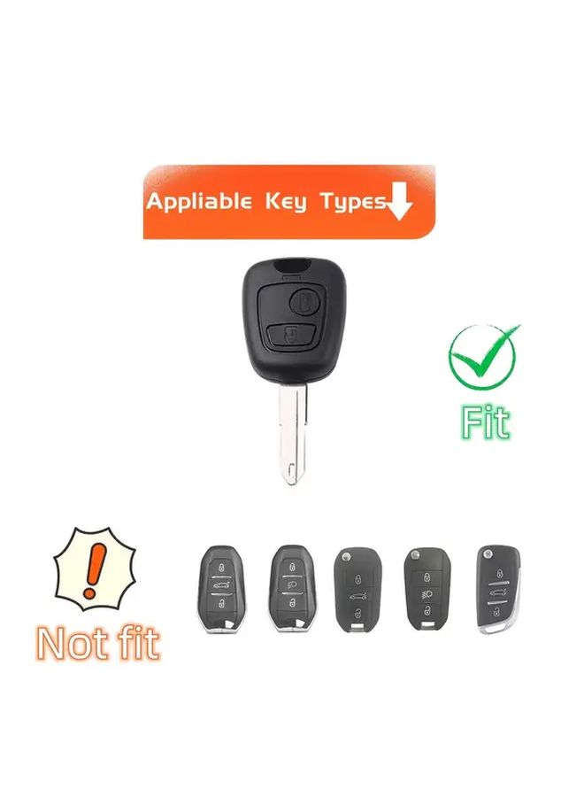 White Key Fob Cover With Keychain For Citroen Peugeot Auto Remote Shell - Image 4