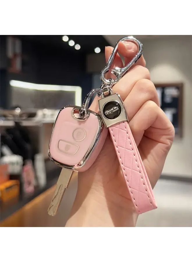 White Key Fob Cover With Keychain For Citroen Peugeot Auto Remote Shell - Image 1