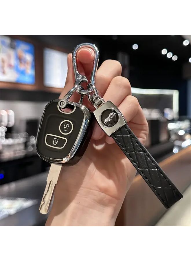 White Key Fob Cover With Keychain For Citroen Peugeot Auto Remote Shell - Image 2