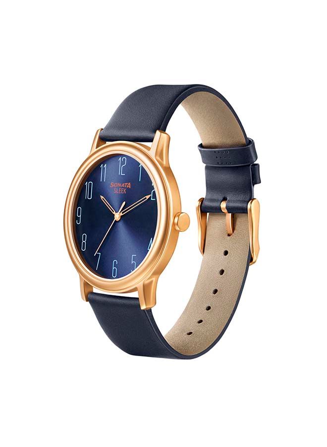 سوناتا ساعة يد أنالوج بحزام جلدي دائري  -  مم - أزرق - Image 1