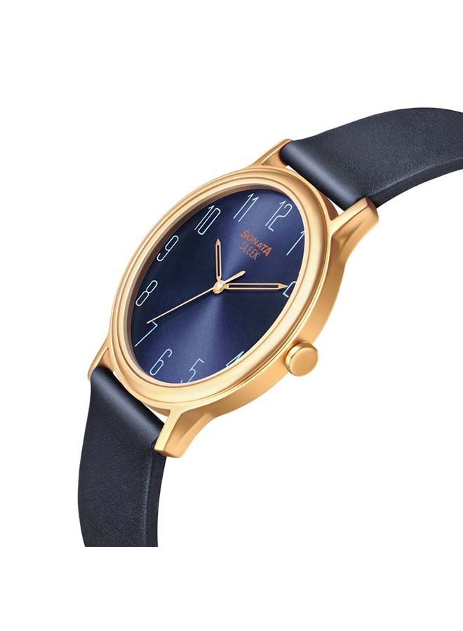 سوناتا ساعة يد أنالوج بحزام جلدي دائري  -  مم - أزرق - Image 2