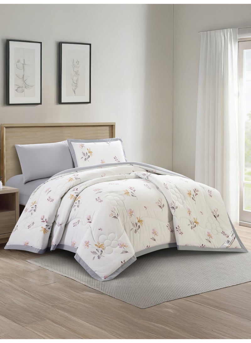 Doona Bedding Comforter Set, Fits 140x200 cm Single Size Bed – 4 Pcs Reversible Printed Design – 350 GSM All-Season Comforter – Premium Brushed Microfiber - Image 1