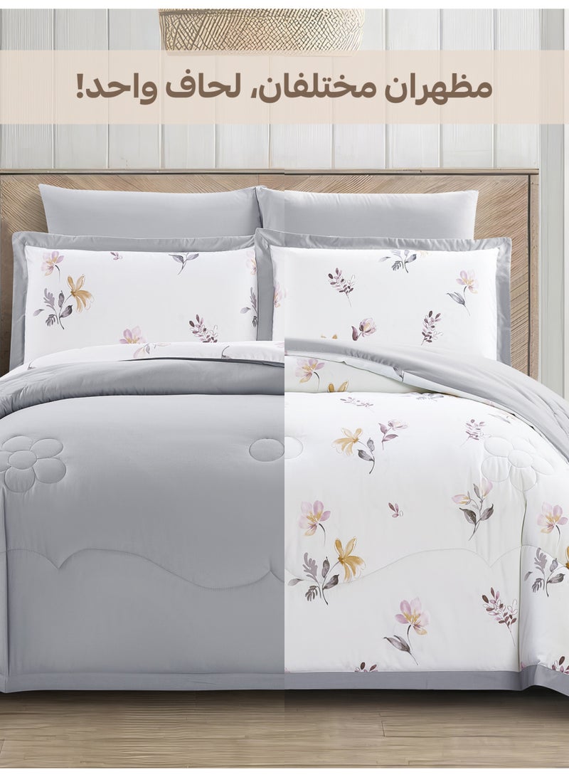 Doona Bedding Comforter Set, Fits 140x200 cm Single Size Bed – 4 Pcs Reversible Printed Design – 350 GSM All-Season Comforter – Premium Brushed Microfiber - Image 5