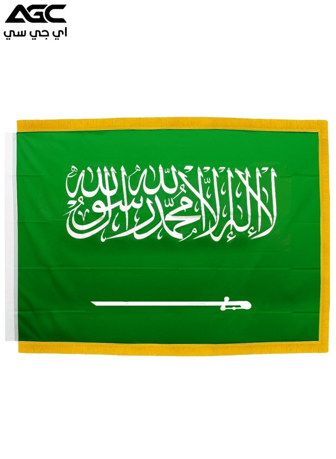 Agc Saudi Arabia Flag with Lace & Without Lace – Green Flag with Arabic Calligraphy and Sword 300x140cm Durable Outdoor Decoration for Homes, Offices, and Events FL-05 - Image 1