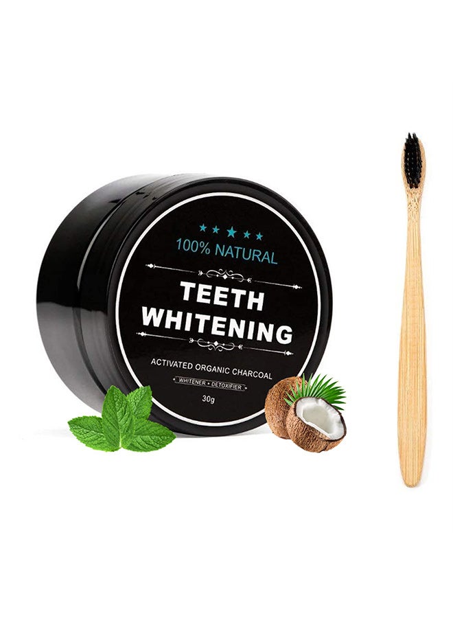 EELHOE Teeth Whitening Charcoal Powder, Natural Activated Charcoal Teeth Whitener Powder with Bamboo Brush Oral Care Set (1.05 oz) - Image 1