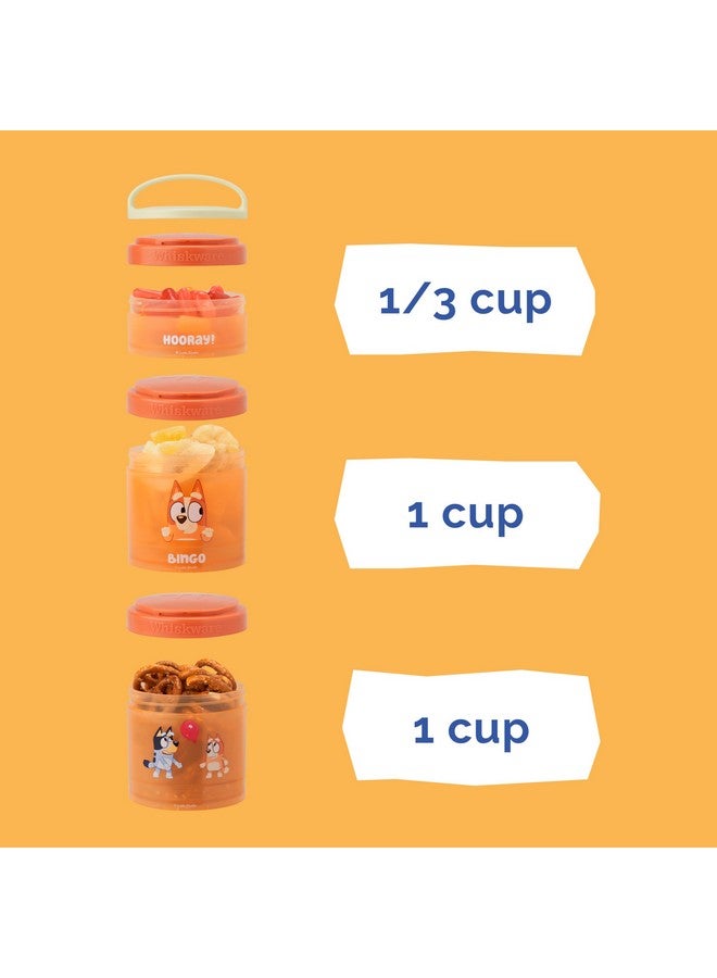 Whiskware Bluey Stackable Snack Containers for Kids and Toddlers, 3 Stackable Snack Cups for School and Travel, Bluey and Bingo, Hooray! - Image 4