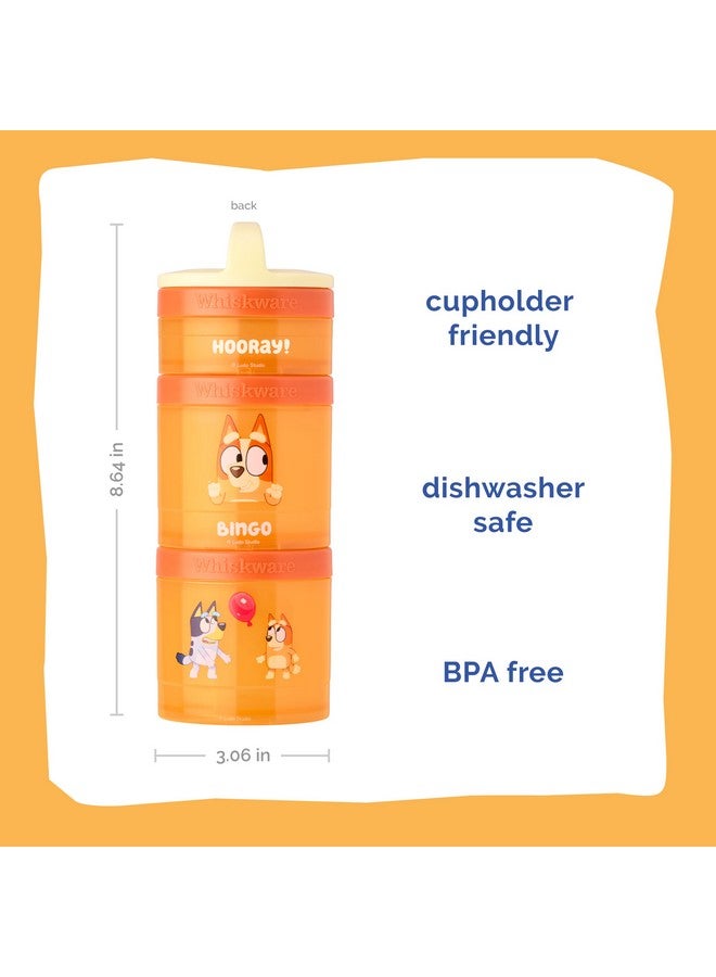 Whiskware Bluey Stackable Snack Containers for Kids and Toddlers, 3 Stackable Snack Cups for School and Travel, Bluey and Bingo, Hooray! - Image 2