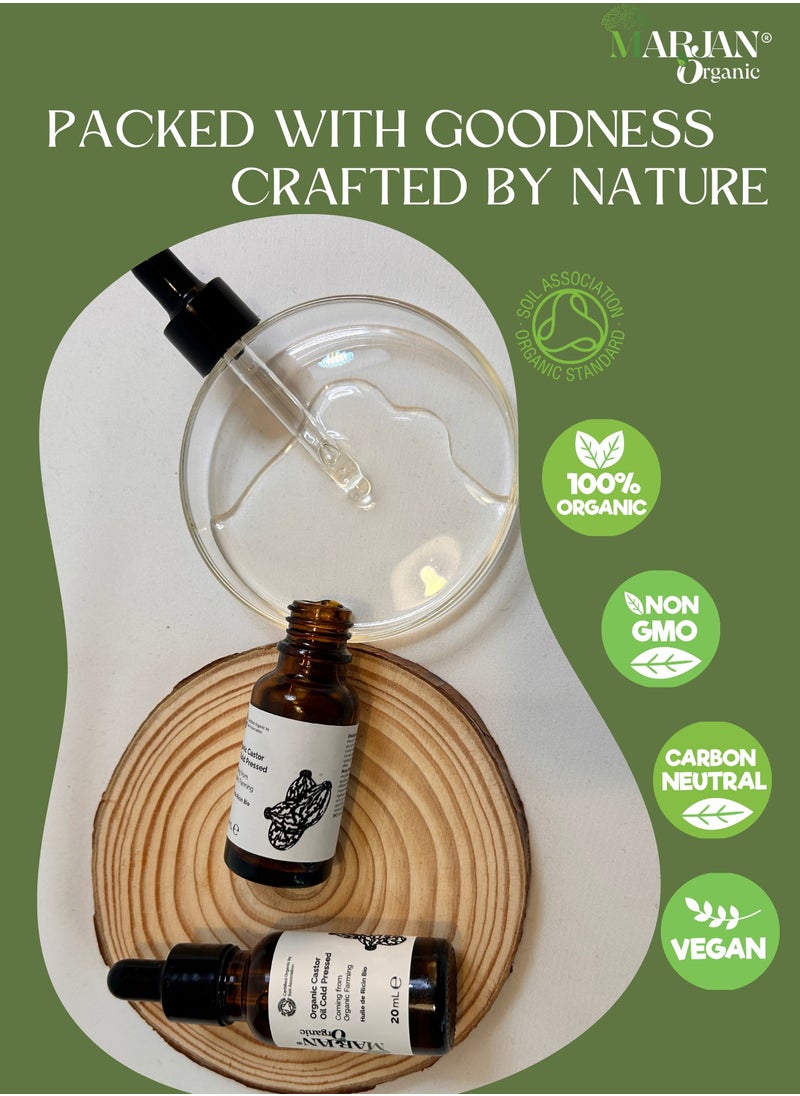 MARJAN ORGANIC Castor Oil (Castor Seed) 30ml - Certified Organic - 100% Pure Cold Pressed - Nourishing Hair, Skin & Nail Treatment - Eyelash & Eyebrow Growth Serum - Promotes Hair Growth & Conditions  - Image 2