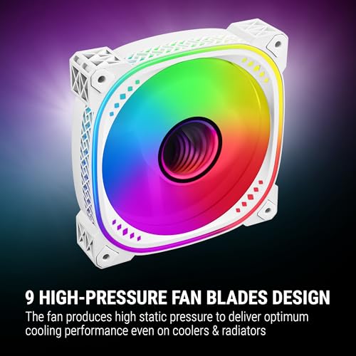 Ant Esports Spectraflow 120mm 3 IN 1 ARGB Case Fan Kit - White, Infinity Mirror Design, PWM Control, 1800 RPM, 45 CFM Airflow - Image 5