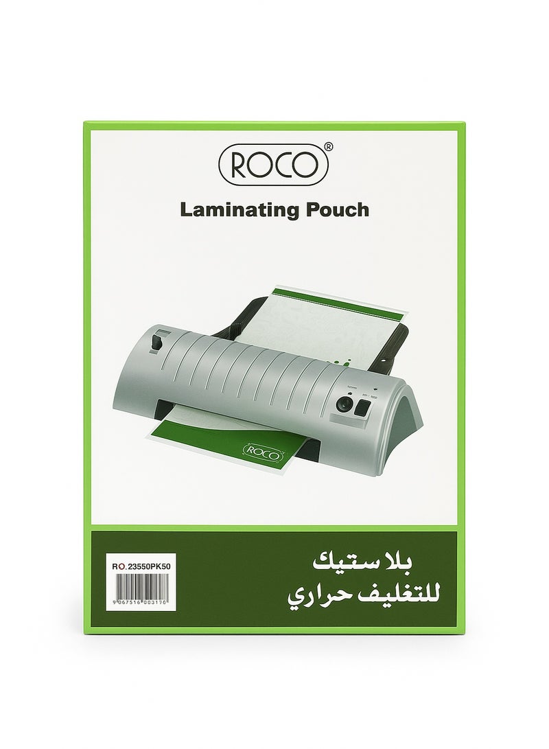 ROCO A4 Thermal Laminating Pouch – 50 Sheets Clear Film for Office & School Use - Image 1