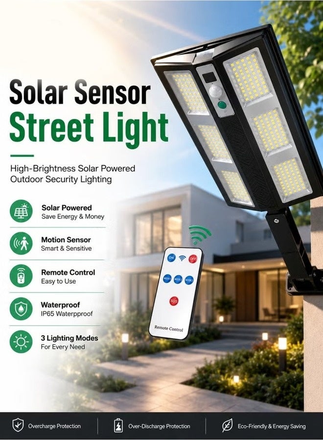 ELTRAZONE Solar LED Street Light with PIR Motion Sensor, Remote Control, IP65 Waterproof Outdoor Security Light - Image 1