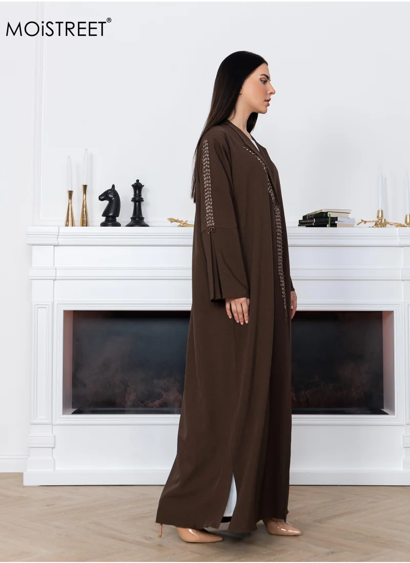 Moistreet Melange Embroidery Abaya