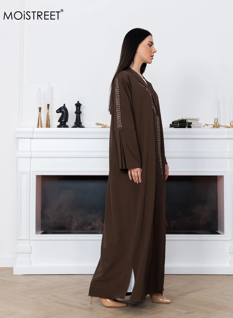 Moistreet Melange Embroidery Abaya