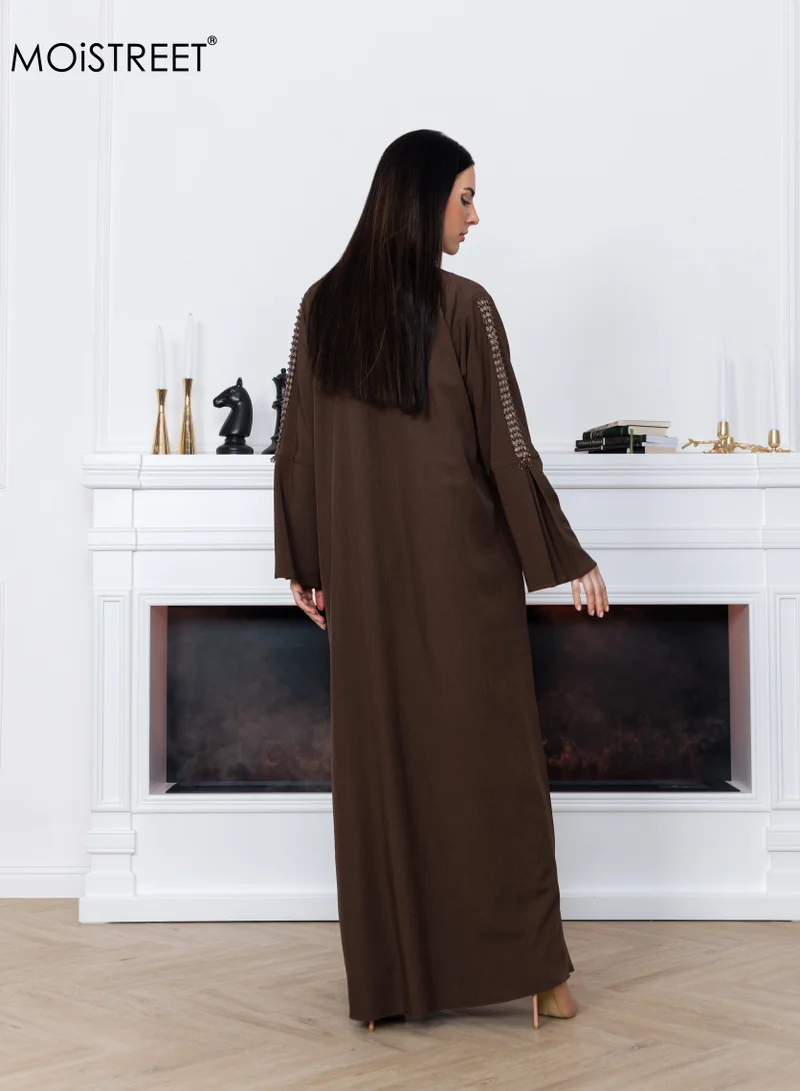 Moistreet Melange Embroidery Abaya
