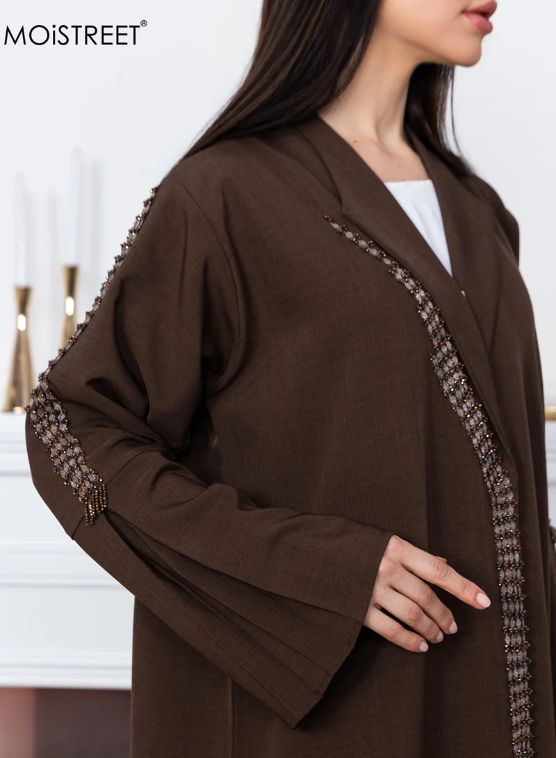 Moistreet  MOiSTREET Melange Embroidery Abaya for Women | Best Price UAE