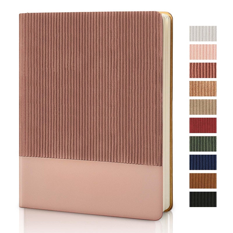 TSFPapier Lined Journal Notebook for Work College Ruled Note Book 7.2"x9.6" B5 PU Leather Daily Journaling 160 Pages for Women Men Writing Home School Supplies Business (Dark Pink) - Image 1