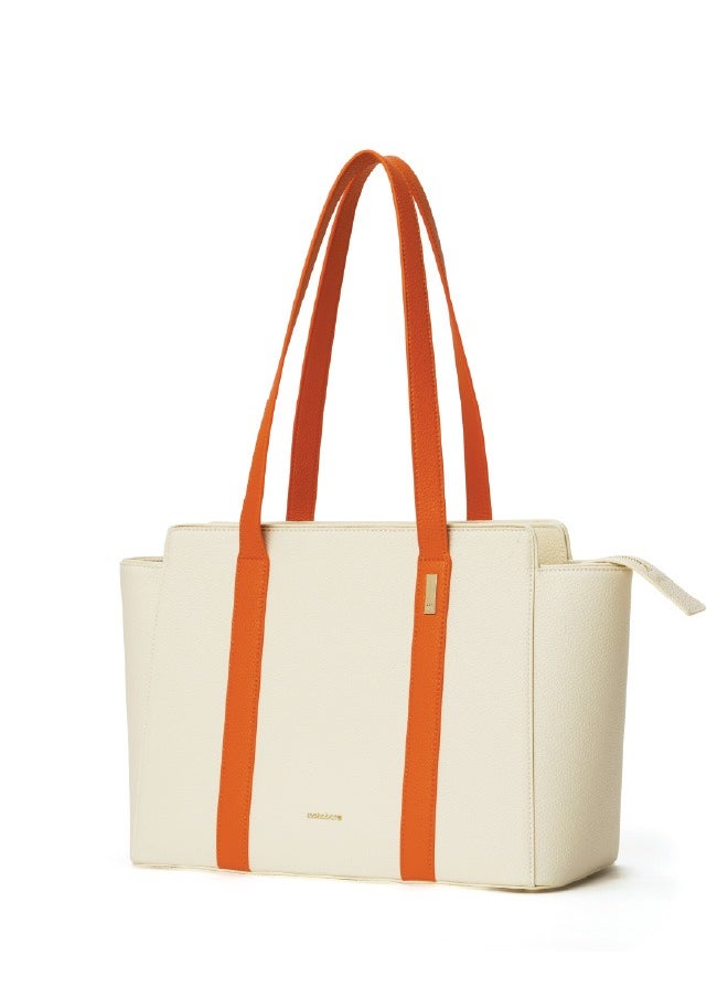 Mokobara MOKOBARA The Celeste Tote Bag | Lightweight for Daily use and Work with Luggage Sleeve and 14" Laptop Compartment with Magnetic Closure for Women (Coconut Cream)  - Image 1