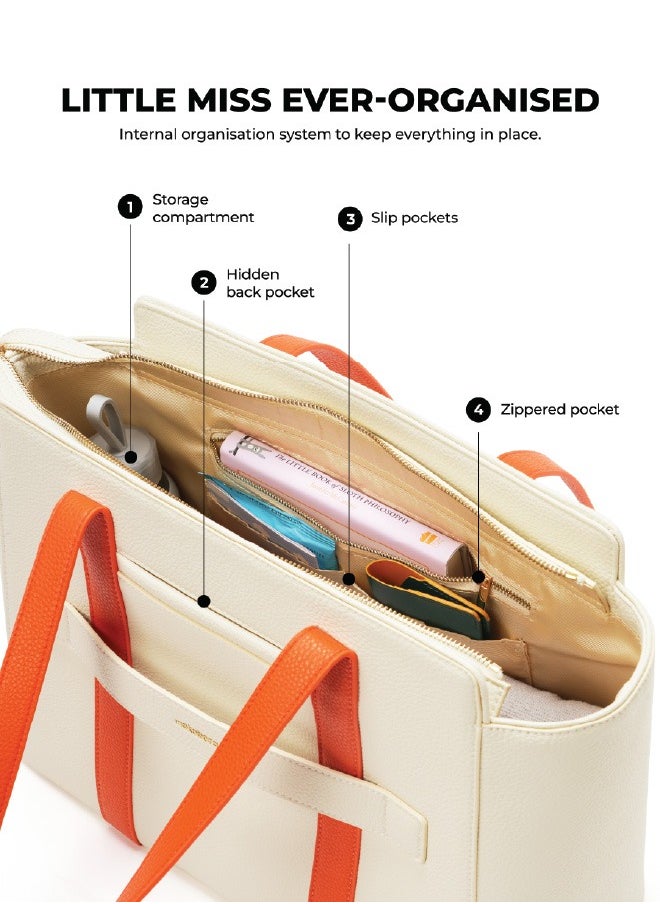 Mokobara MOKOBARA The Celeste Tote Bag | Lightweight for Daily use and Work with Luggage Sleeve and 14" Laptop Compartment with Magnetic Closure for Women (Coconut Cream)  - Image 2