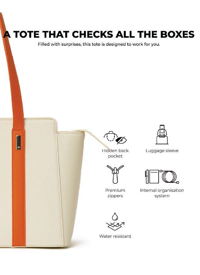 Mokobara MOKOBARA The Celeste Tote Bag | Lightweight for Daily use and Work with Luggage Sleeve and 14" Laptop Compartment with Magnetic Closure for Women (Coconut Cream)  - Image 4