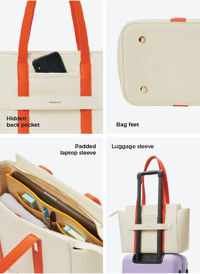 Mokobara MOKOBARA The Celeste Tote Bag | Lightweight for Daily use and Work with Luggage Sleeve and 14" Laptop Compartment with Magnetic Closure for Women (Coconut Cream)  - Image 5