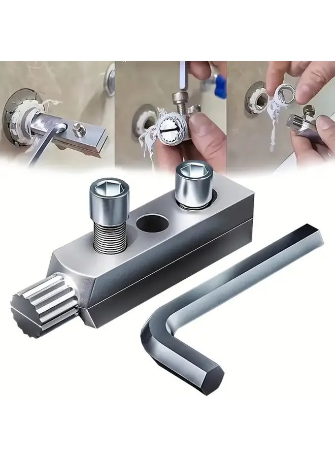 6 Piece Adjustable Angle Faucet Valve Removal Tool Set Steel Pipe Screw Extractor - Image 2