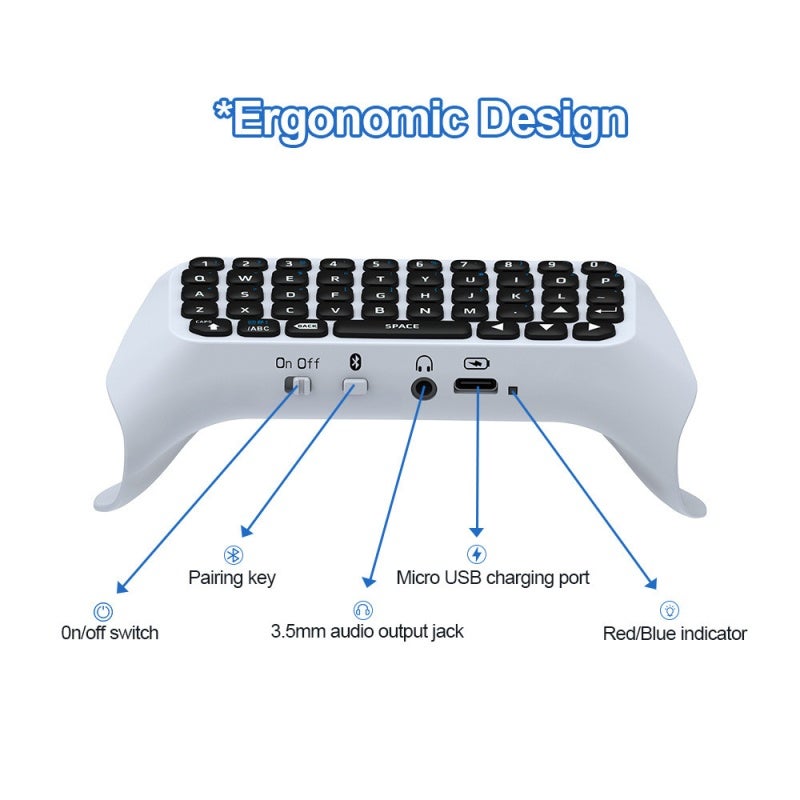 Mini Wireless Chatpad: Ergonomic Design Built-In Speaker Bluetooth Gamepad Keyboard for PS5 Gaming Voice Chat Messaging - Image 3