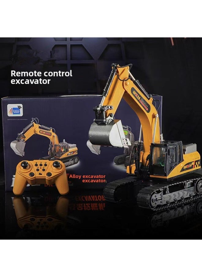 Generic Wen Zhuangyuan Digger Alloy Children's Remote Control Excavator Simulation Electric Excavator Automobile Engineering Vehicle Boy's Toy-Color:Bulldozer-Mail Order Box [Alloy Bucket]]-Proportion:3 Body Batteries]  - Image 3