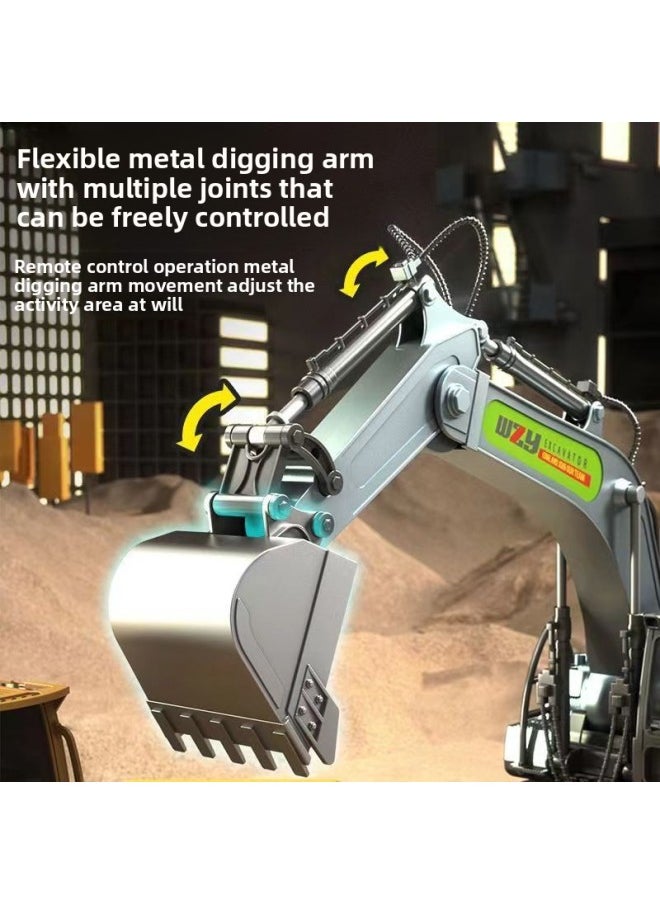 Generic Wen Zhuangyuan Digger Alloy Children's Remote Control Excavator Simulation Electric Excavator Automobile Engineering Vehicle Boy's Toy-Color:Bulldozer-Mail Order Box [Alloy Bucket]]-Proportion:3 Body Batteries]  - Image 4