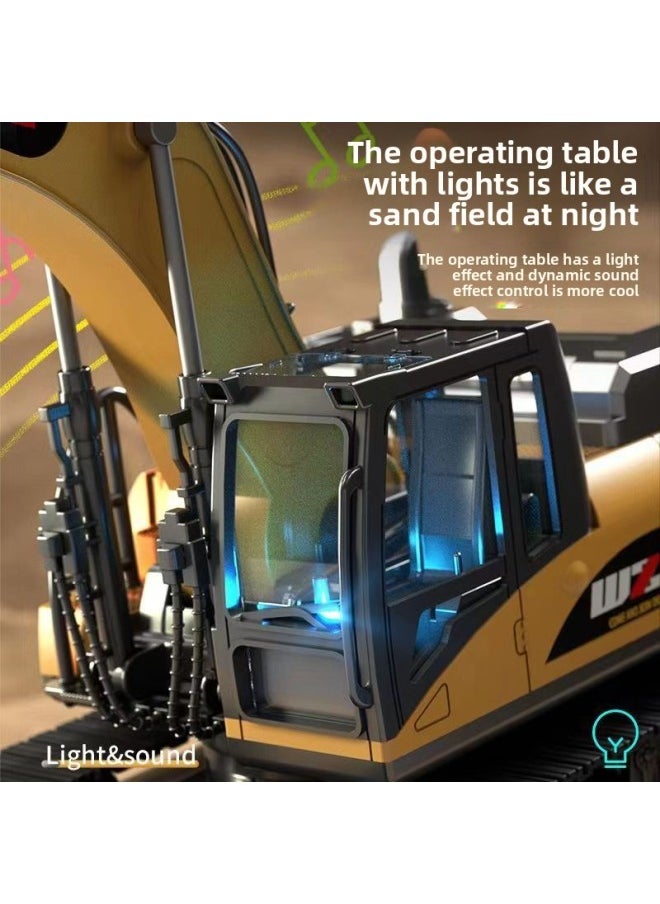 Generic Wen Zhuangyuan Digger Alloy Children's Remote Control Excavator Simulation Electric Excavator Automobile Engineering Vehicle Boy's Toy-Color:Bulldozer-Mail Order Box [Alloy Bucket]]-Proportion:3 Body Batteries]  - Image 5