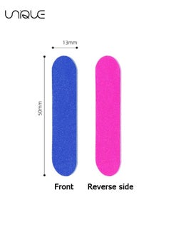 Unique 50 Pcs Emery Boards for Nails,Nail Files for Nature Nails Small Disposable Double Sided Colorful Nail File Bulk for Home Salon Travel Size Mini Manicure Kit for Men Women Kids Wood Emory Pink/Blue  - Image 2