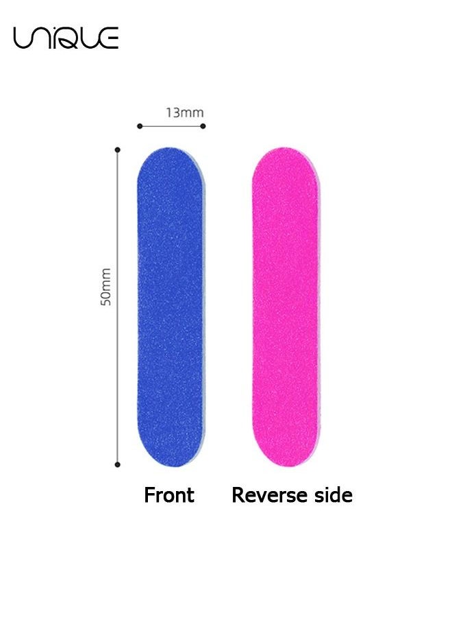Unique 50 Pcs Emery Boards for Nails,Nail Files for Nature Nails Small Disposable Double Sided Colorful Nail File Bulk for Home Salon Travel Size Mini Manicure Kit for Men Women Kids Wood Emory Pink/Blue  - Image 2