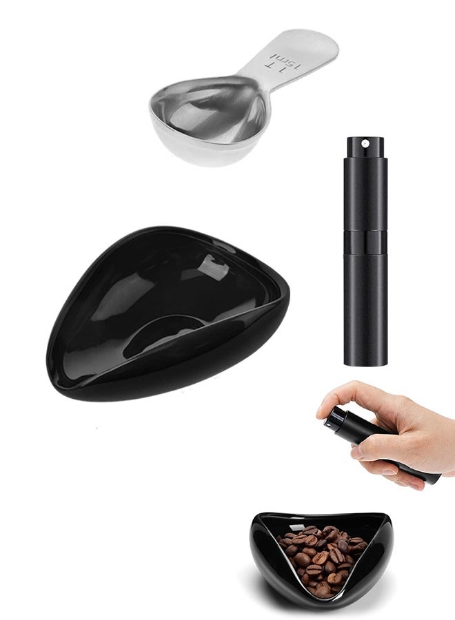 Black Three - piece Coffee Bean Display Plate Set with Sprayer and Spoon, Suitable for Multiple Scenes - Image 2
