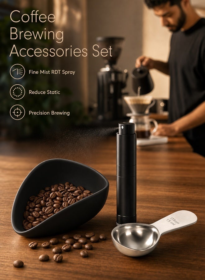 Black Three - piece Coffee Bean Display Plate Set with Sprayer and Spoon, Suitable for Multiple Scenes - Image 1