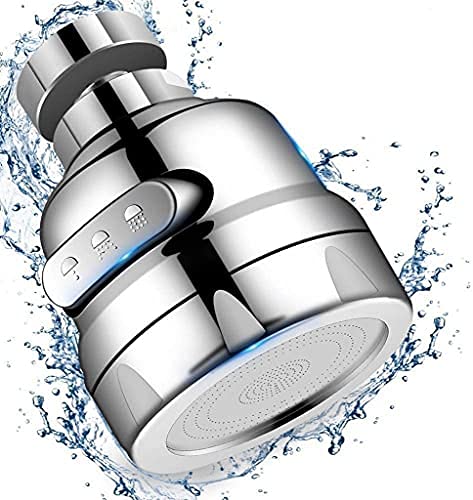 SHIDHMI Tap Extender for Kitchen Sink,360° Rotatable Splash Filter Faucet With 3 Modes,Upto 30% Water Saving,Kitchen Tap Extension,Sink Tap Extension for Kitchen/Bathroom,Silver,Short - Image 1