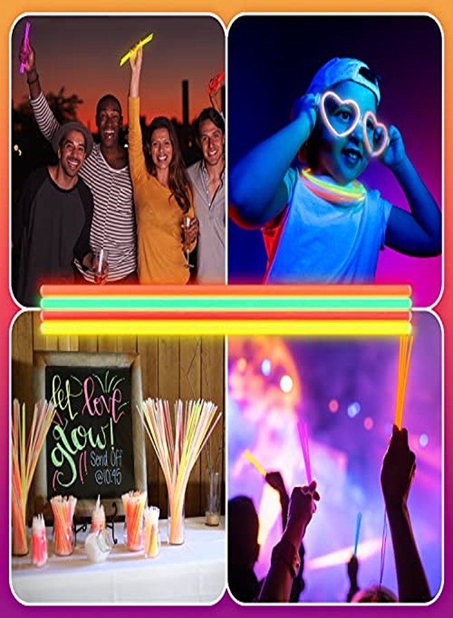 100 x Glow Sticks Party Set - [Extra Bright] - Glow Sticks Children - 100 Connectors for Bracelets + Figures - Perfect for Birthday, Party, Festival - Glow Sticks, Party Bags, Glow Sticks 