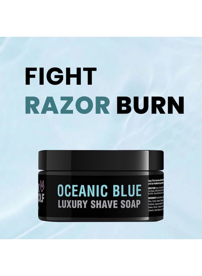PINK WOOLF Luxury Shaving Soap, Oceanic Blue, Energizing & Cooling, 80 gm - Image 2