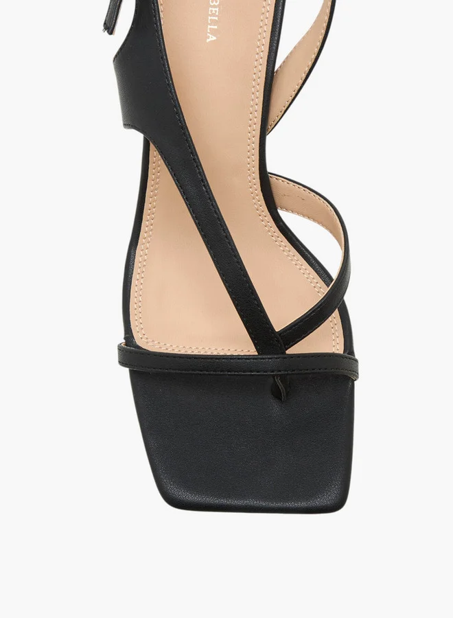 Flora Bella By Shoexpress Cut-Out Detail Sandals with Flared Heel and Hook and Loop Closure