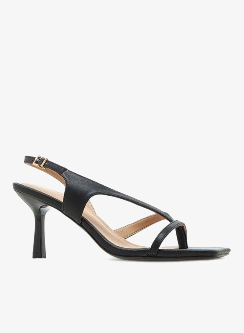 Flora Bella By Shoexpress Cut-Out Detail Sandals with Flared Heel and Hook and Loop Closure