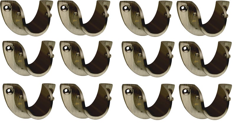 Chitra Zinc Duck Wall to Wall Concealed Bracket for 1 Inch Dia Curtain Rod (Antique Brass) - Pack of 12 - Image 1