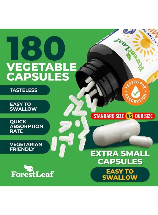 ForestLeaf Vitamin D3 5,000 IU Supplement - Vegetable Capsules for Bones, Teeth, and Immune Support - Easy Swallow Pure Vitamin D3 5000 (180 Count) - Image 3