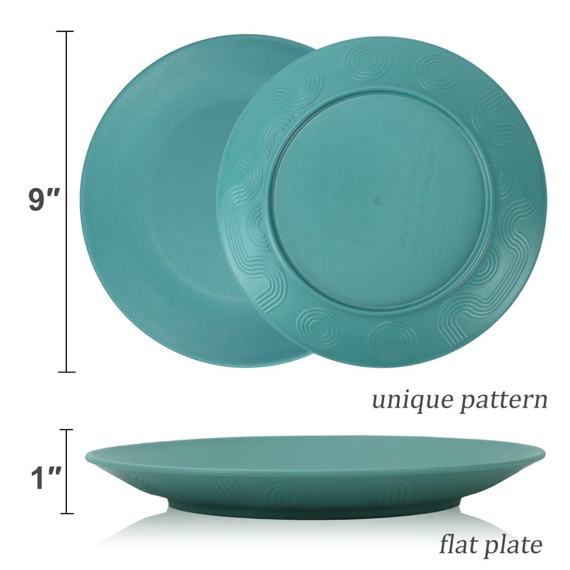 Wrova Wheat Straw Dinner Plates 9 Inch Unbreakable Set of 8 - Dishwasher & Microwave Safe Plastic Plates Reusable - Lightweight Plates for Kitchen,Camping,Apartment,Dorm,RV,Party - Colorful - Image 3