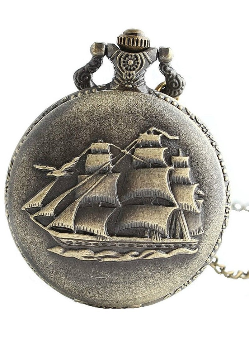 VIUAUAX ساعة الجيب الميكانيكية الميكانيكية الصغيرة ساعة الجيب ساعة الجيب الميكانيكية الرجعية ساعة الجيب قلادة ساعة الجيب التناظرية القديمة الكوارتز التناظرية مع سلسلة - Image 1