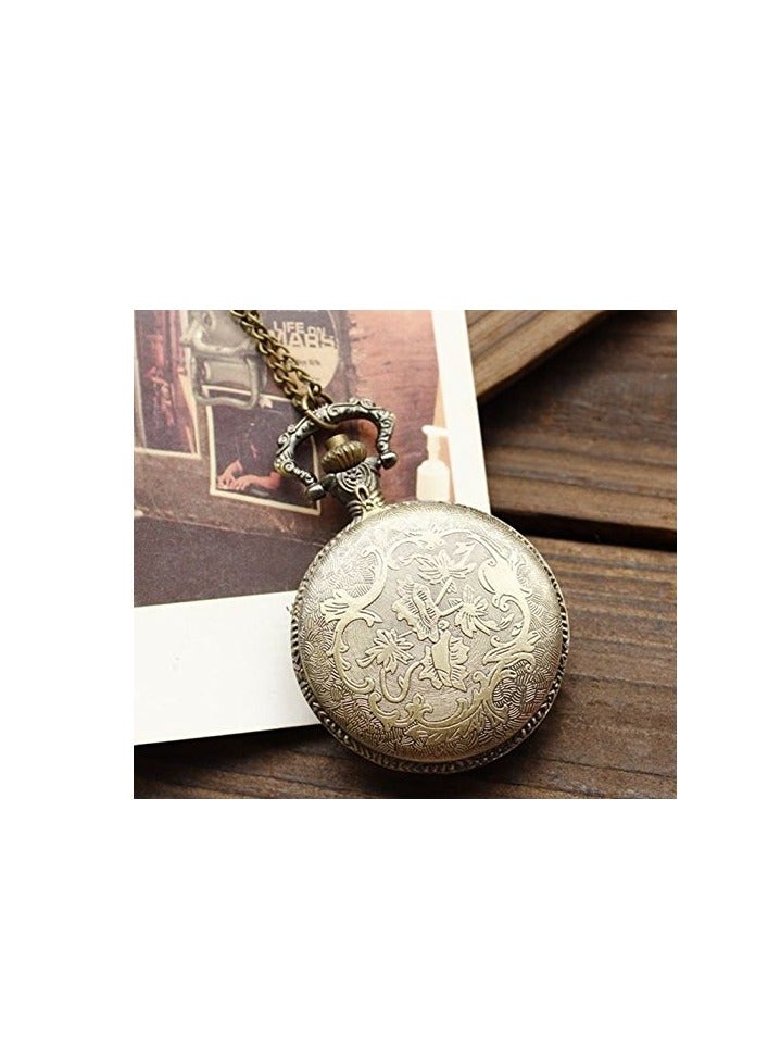 VIUAUAX ساعة الجيب الميكانيكية الميكانيكية الصغيرة ساعة الجيب ساعة الجيب الميكانيكية الرجعية ساعة الجيب قلادة ساعة الجيب التناظرية القديمة الكوارتز التناظرية مع سلسلة - Image 3