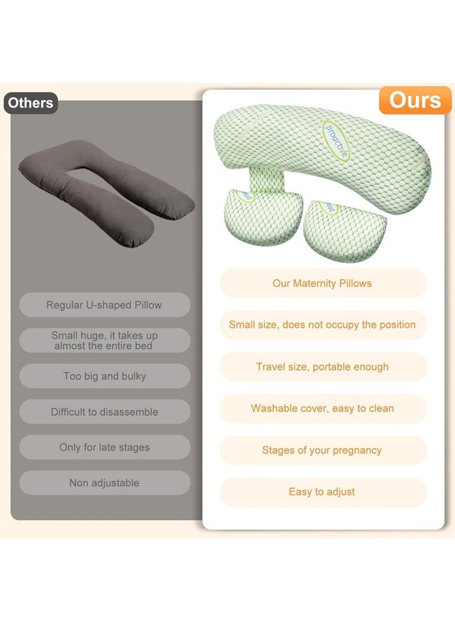 Pregnancy Pillows for Sleeping,Maternity Pillow with Adjustable and Removable Cooling Cover ，Soft Pregnancy Body Pillow Support for Back, Legs, Belly,Hips of Pregnant Women