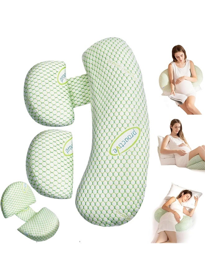 DUNISO Pregnancy Pillows for Sleeping,Maternity Pillow with Adjustable and Removable Cooling Cover ，Soft Pregnancy Body Pillow Support for Back, Legs, Belly,Hips of Pregnant Women  - Image 1