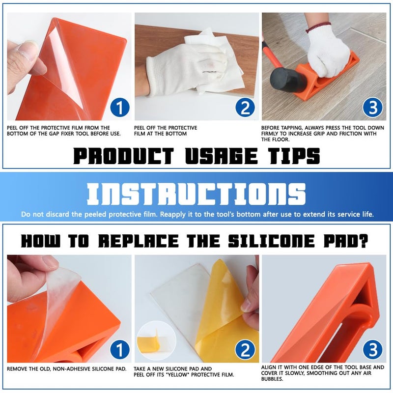 ZAPSIFOU Floor Gap Fixer Tool for Laminate, Vinyl & Hardwood â€“ Heavy-Duty Nylon Plank Puller with Washable Adhesive Pad, Reusable Floor Repair Tool for Closing Gaps (Only Plank Grabber, No Hammer) - Image 4