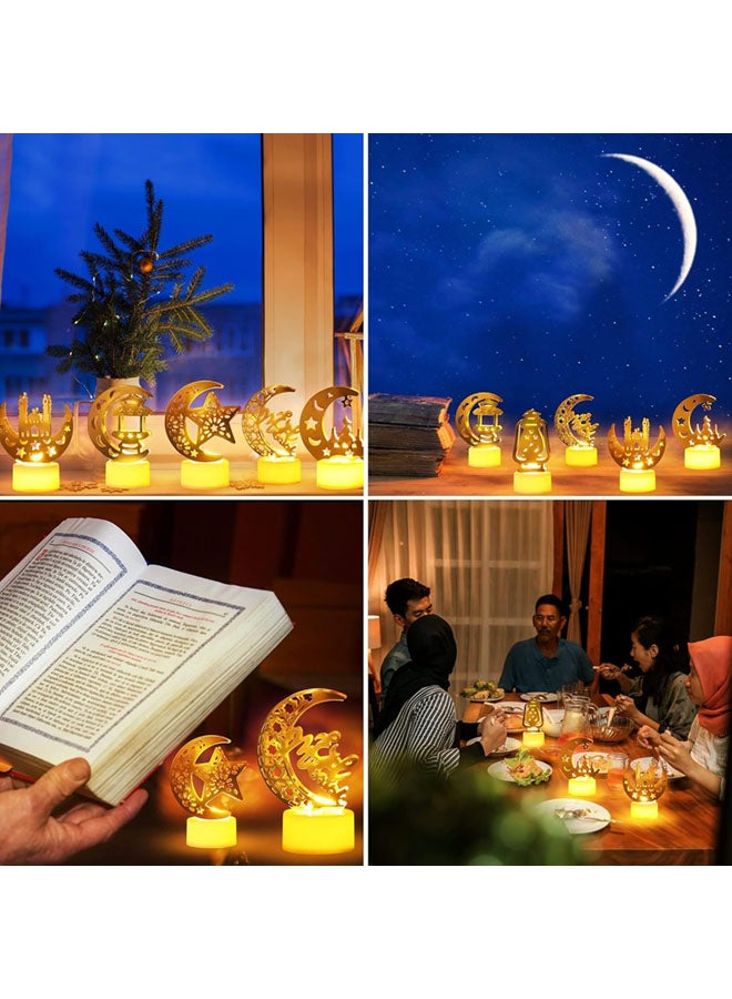 SJet 6 Pack LED Ramadan Mini Lanterns Lights, Eid Mubarak Star & Moon Candle Lamps, Ideal for Desktop, Balcony, Yard, Party & Home Decor - Indoor & Outdoor Use - Image 4